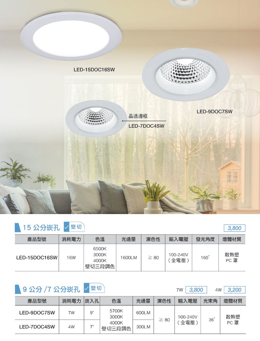 舞光,15CM,9CM,7CM,索爾三色崁燈,LED燈,LED崁燈,調光崁燈,壁切三色變化,黃光,自然光,白光