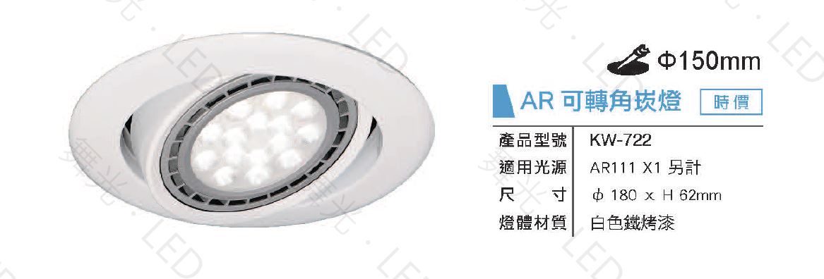 舞光,LED,AR111,可轉角度崁燈,15公分,不含光源,白款